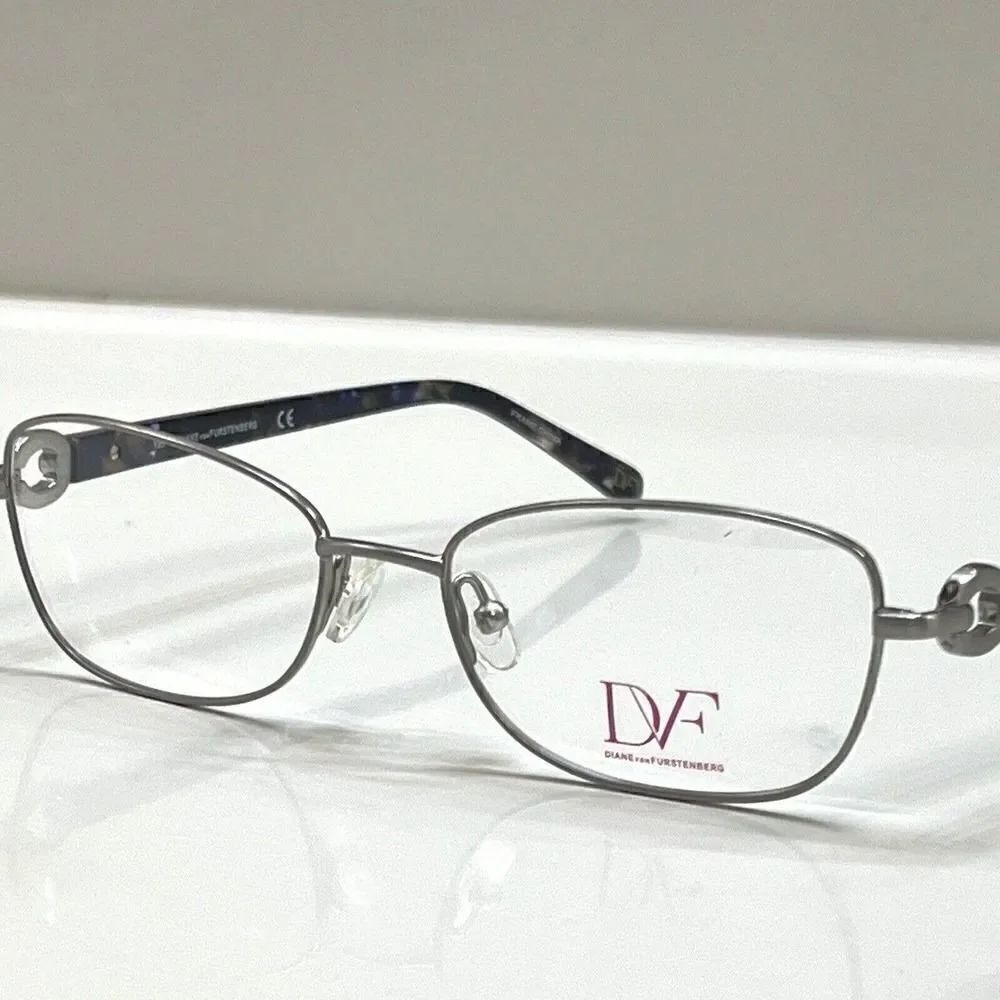 NEW Diane von Furstenberg DVF 8046 046 Matte Silver Eyeglasses Frames 51-16-135